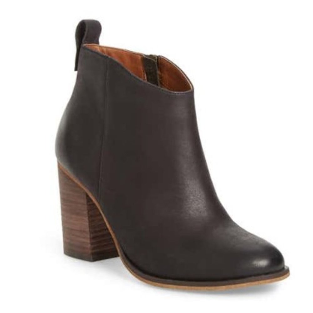 BP Lance Leather Block Heel Bootie in Black | 7.5